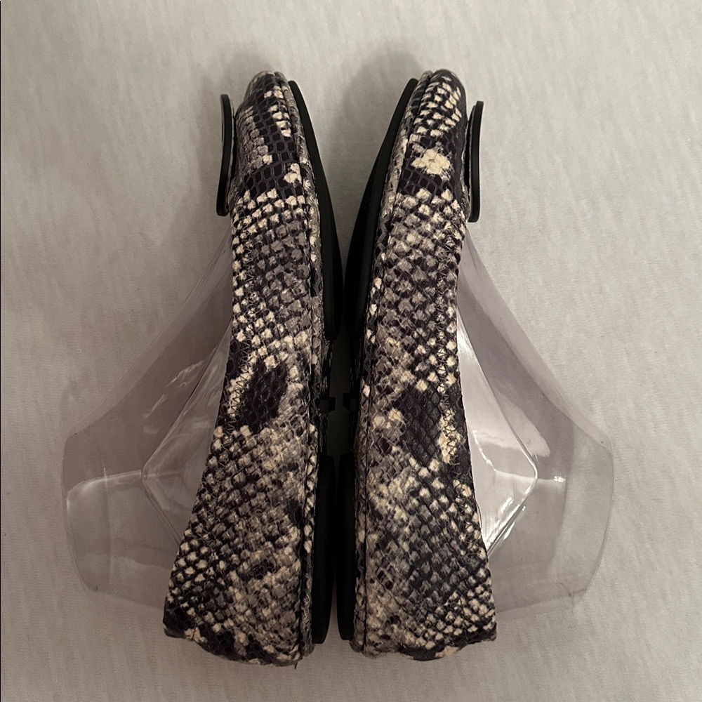 Tory Burch Black & Cream Snake Pattern Ballet Flats Roccia Snake Python Womens 6 - Picture 5 of 15